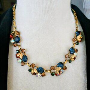 Vintage Coro Scheherazade Multi Color Rhinestone Necklace